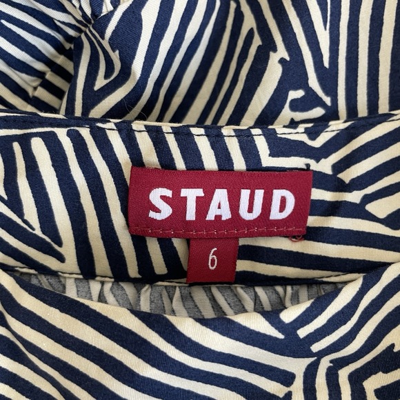 Staud Sea Maxi Skirt Size 6 Tiered Navy Mosaic Boho Indie‎ Artsy Abstract Cotton - Picture 7 of 8